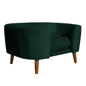 Cama para Cachorro Pet Sofá Gato Pé Palito Caminha Confortável com Almofada Veludo Verde