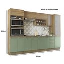 Ver imagem 2 de Armário de Cozinha Modulada Completa Reta 7 Peças 3,20m Botanic Kappesberg - Nogueira/Verde Oliva