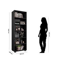 Estante de Livros 5 Prateleiras Livreiro de Madeira Sala - Preto - 4