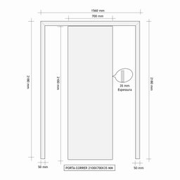 Kit Porta de Correr Madeira Lisa 210x70x3,5cm Laca Moldufama - 4