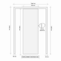 Kit Porta de Correr Madeira Lisa 210x70x3,5cm Laca Moldufama - 4 Kit Porta de Correr Madeira Lisa 210x70x3,5cm Laca Moldufama - 4