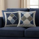 Ver imagem 1 de Capa de Almofada Grécia Jacquard 45x45cm Estampa Frente e Verso com Zíper Cor Azul