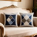 Ver imagem 3 de Capa de Almofada Grécia Jacquard 45x45cm Estampa Frente e Verso com Zíper Cor Azul