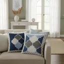 Ver imagem 4 de Capa de Almofada Grécia Jacquard 45x45cm Estampa Frente e Verso com Zíper Cor Azul
