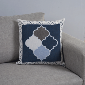 Capa de Almofada Grécia Jacquard 45x45cm Estampa Frente e Verso com Zíper Cor Azul