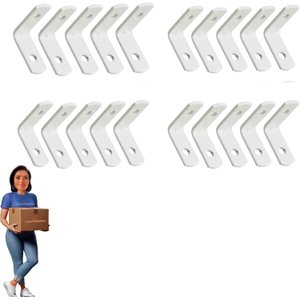 Cantoneira L Multiuso Branca, Kit com 20 Unidades, 1"x1", Acompanha Parafusos