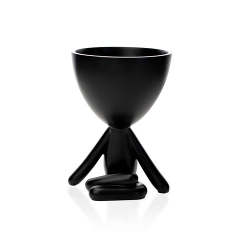 Vaso Decorativo Bob Robert Plant Perna Cruzada em Poliresina Preto 14,5x11x10 cm - D’Rossi