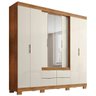 Guarda Roupa Londrina Casal com Espelho 8 Portas 4 Gavetas Rud Rack Cor Cedro Areia - 1