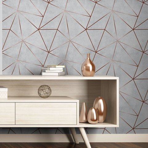 Papel de Parede Adesivo Zara Rose Gold Quarto Sala Rolo 5m