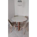 Ver imagem 4 de Mesa de Jantar Redonda 80cm Base de Madeira Maciça 4 Lugares