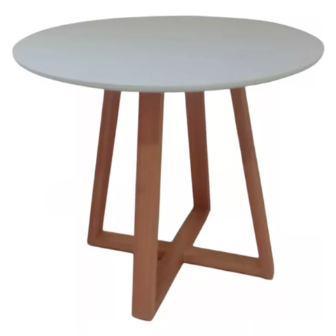 Mesa de Jantar Redonda 80cm Base de Madeira Maciça 4 Lugares