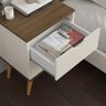 Mesa de Cabeceira Madri 2 Gavetas Off White com Canela - 3