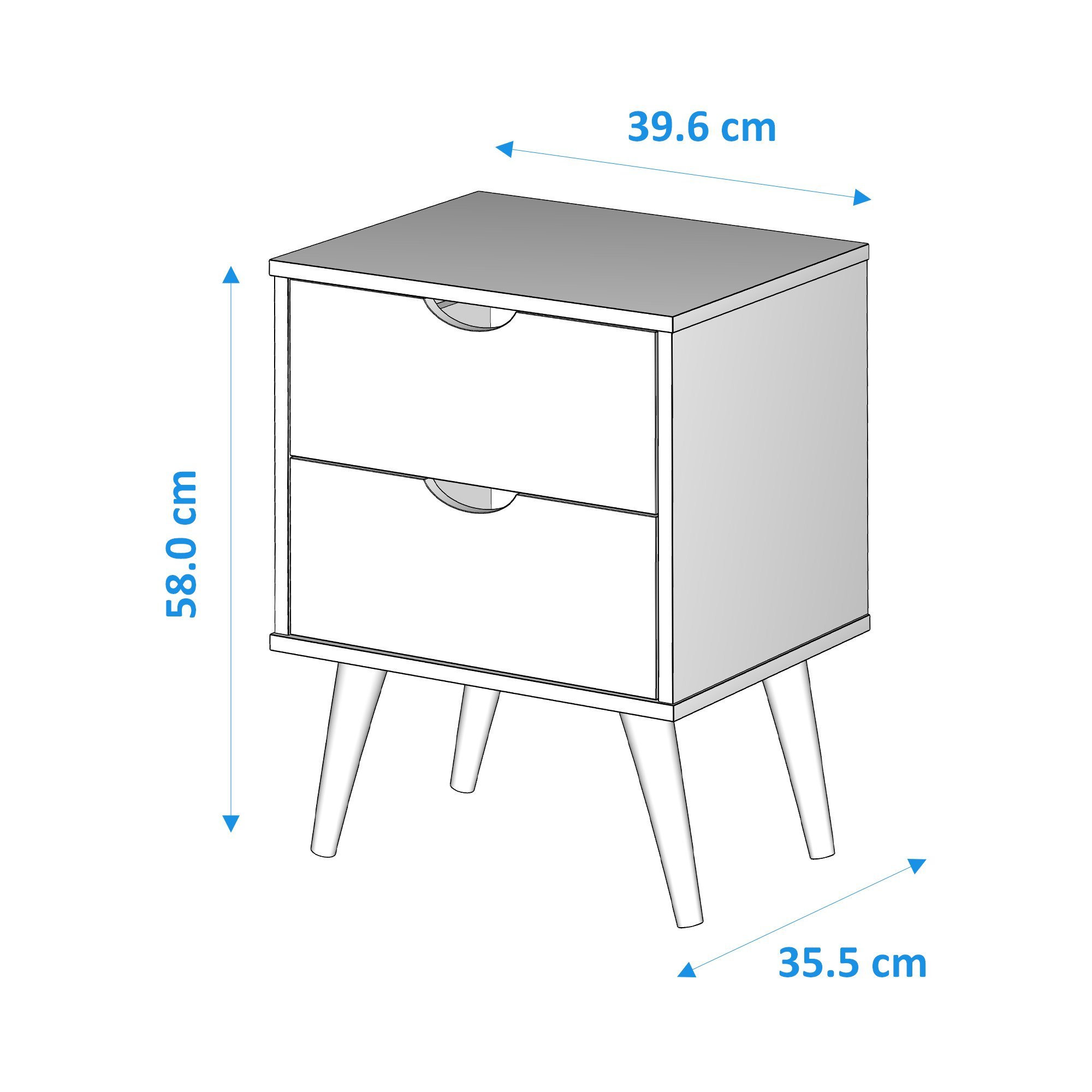 Mesa de Cabeceira Madri 2 Gavetas Off White com Canela - 4