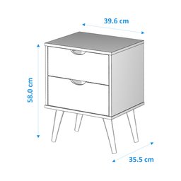 Mesa de Cabeceira Madri 2 Gavetas Off White com Canela - 4