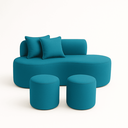 Ver imagem 1 de Conjunto Sofá Curvo Orgânico + 2puffs Nature Gaia Suede Montanaris Decor