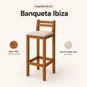 Ver imagem 4 de Kit 2 Banquetas Altas Ibiza Madeira Eucalipto Assento Estofado Linho para Bancada