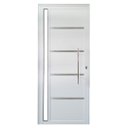 Ver imagem 1 de Porta de Alumínio Lambril Branco com Puxador, Friso e Vidro Linha 25 - Dc:direita/210 X 80