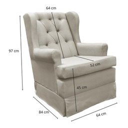 Poltrona de Amamentação Eloisa com Balanço e Puff Suede Bege - Phoenix Baby - 5