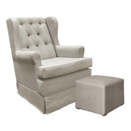 Poltrona de Amamentação Eloisa com Balanço e Puff Suede Bege - Phoenix Baby - 1