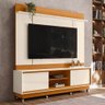 Estante Home Theater Siena Cinamomo/off White para Tv até 75” com Rodízios - Madetec - 2