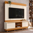 Ver imagem 2 de Estante Home Theater Siena Cinamomo/off White para Tv até 75” com Rodízios - Madetec