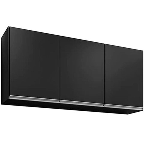 Armário Aéreo de Geladeira 3 Portas 120 Cm Valência Preto