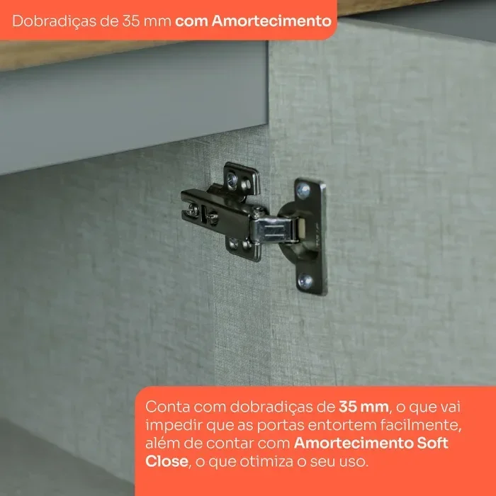 Balcão para Cozinha 3 Gavetas 2 Portas com Tampo Emily - 8