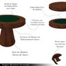Conjunto Mesa de Jogos Carteado Bellagio Tampo Reversível e 4 Cadeiras Madeira Poker Base Cone Velud - 4