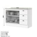 Ver imagem 3 de Balcão para Cozinha 3 Gavetas 2 Portas com Tampo Emily Branco/HP/Calcare