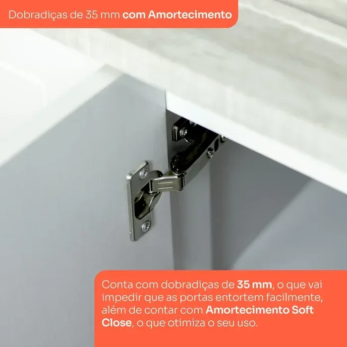 Balcão para Cozinha 3 Gavetas 2 Portas com Tampo Emily - 12