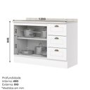 Ver imagem 3 de Balcão para Cozinha 3 Gavetas 2 Portas com Tampo Emily Branco/HP/Calcare