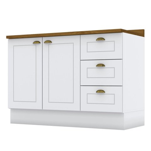 Balcão para Cozinha 3 Gavetas 2 Portas com Tampo Emily