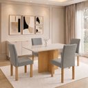 Ver imagem 1 de Conjunto de Mesa de Jantar 4 Lugares Carol e Espanha MDF Cinamomo Off White e Cinza