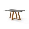 Mesa de Jantar Bela Tampo Vidro/MDF Grafite Pés Madeira Luxo - 1