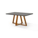 Ver imagem 1 de Mesa de Jantar Bela Tampo Vidro/MDF Grafite Pés Madeira Luxo