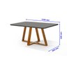 Mesa de Jantar Bela Tampo Vidro/MDF Grafite Pés Madeira Luxo - 2