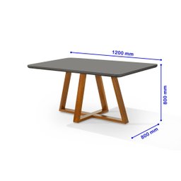 Mesa de Jantar Bela Tampo Vidro/MDF Grafite Pés Madeira Luxo - 2 Mesa de Jantar Bela Tampo Vidro/MDF Grafite Pés Madeira Luxo - 2