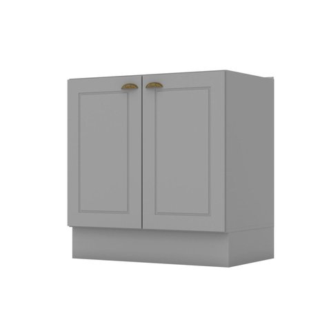 Balcão para Cozinha 2 Portas 80cm com Tampo para Cooktop Emily Cinza/Calcare
