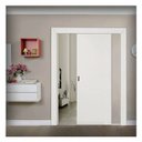 Ver imagem 1 de Kit Porta de Correr Madeira Lisa 210x80x3,5cm Laca Moldufama Branco