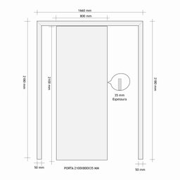 Kit Porta de Correr Madeira Lisa 210x80x3,5cm Laca Moldufama - 4