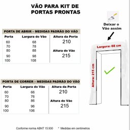 Kit Porta de Correr Madeira Lisa 210x80x3,5cm Laca Moldufama - 3