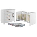 Ver imagem 1 de Berço Nacional Life 2186 com Cômoda Fly Branco Acetinado Colchão Sleep - Tigus
