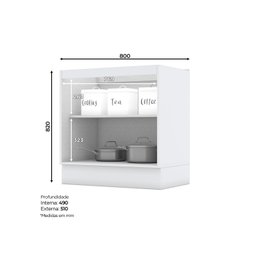 Balcão para Cozinha 2 Portas 80cm com Tampo Para Cooktop Emily - 2