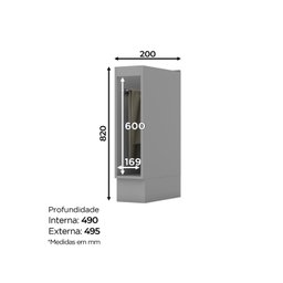 Balcão para Cozinha 20cm Porta Toalha com Tampo Emily - 2