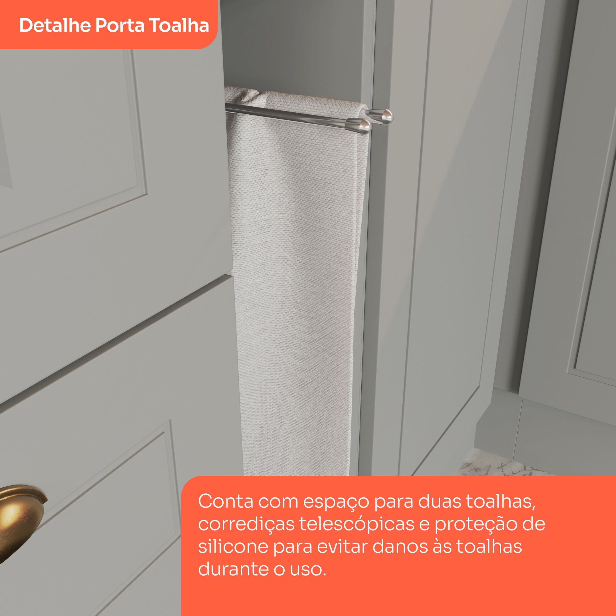 Balcão para Cozinha 20cm Porta Toalha com Tampo Emily - 4