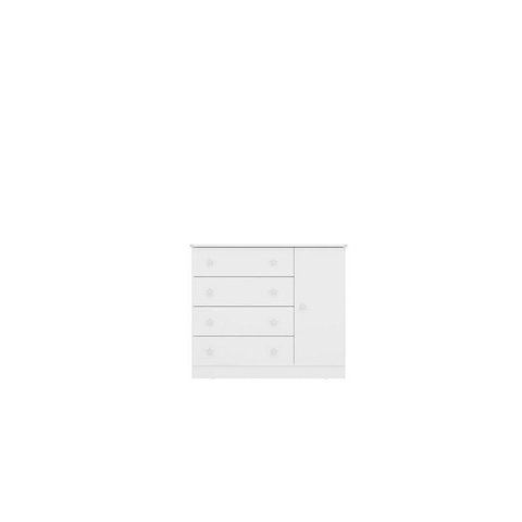 Comoda Infantil Sapateira 1 Porta 4 Gavetas Branco/Branco- FdECOR