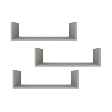 Kit 3 Prateleiras U Decorativas Multiuso em Mdf Plancasa:off White