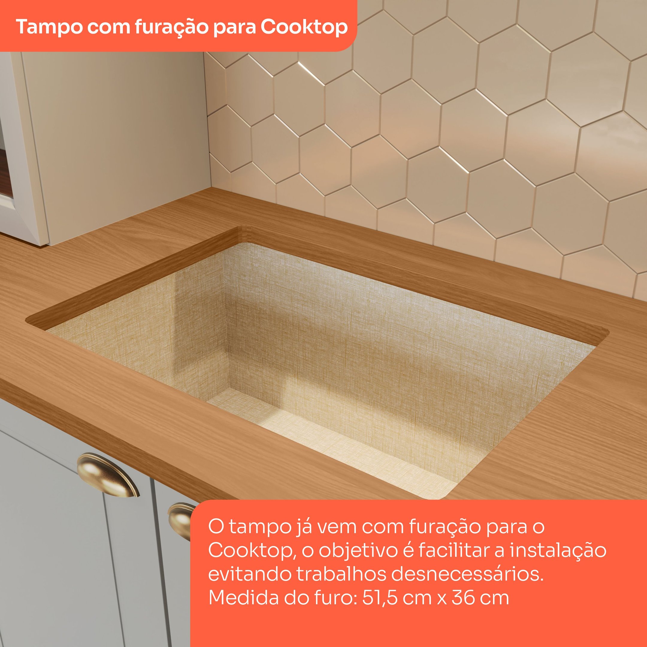 Balcão de Cozinha Para Forno de Embutir com Tampo Emily - 6