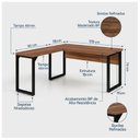 Ver imagem 7 de Mesa em L (Mesa 1,70m + Mesa Auxiliar) s/ Gavetas Workstart Nogal Sevilha/Preto 24478