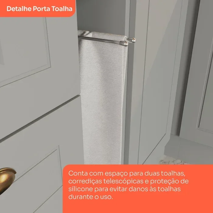 Balcão para Cozinha 20cm Porta Toalha com Tampo Emily - 4